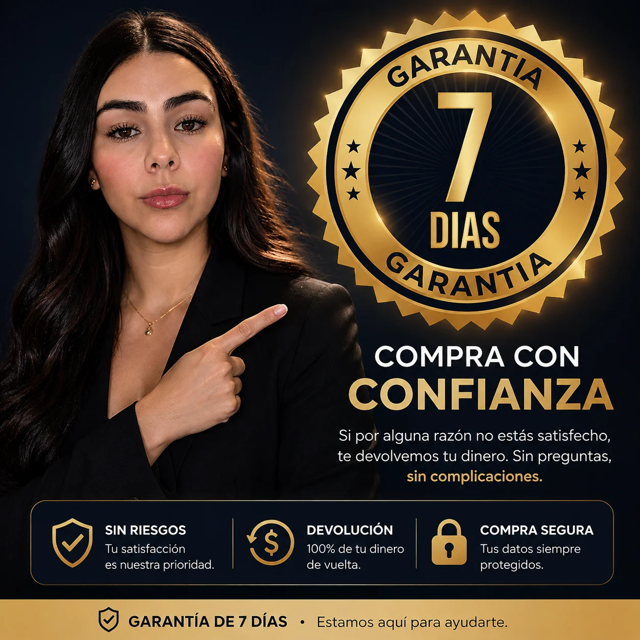 Sello de garantía de 7 días vía Hotmart