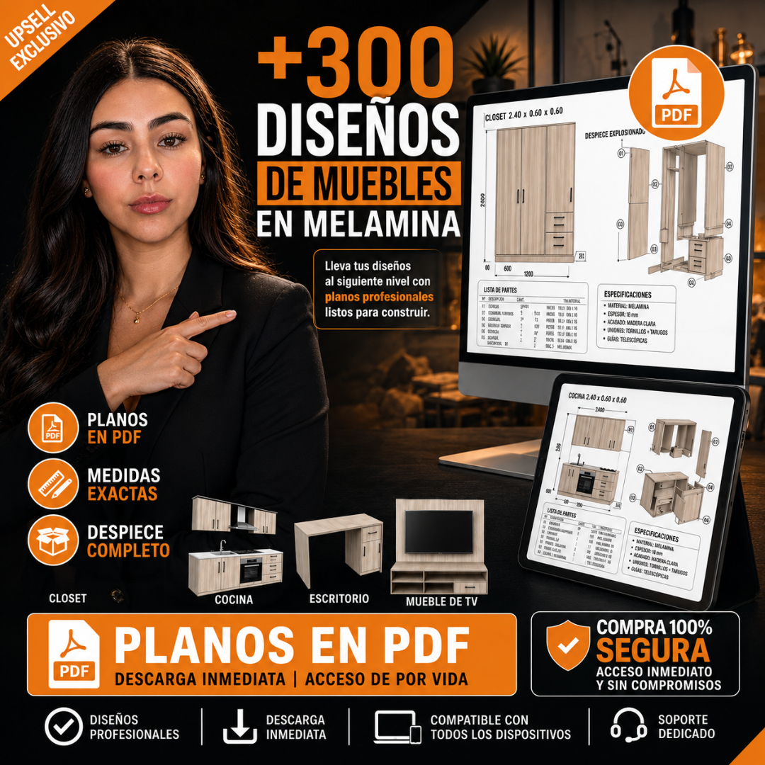 Pack +300 diseños de muebles en melamina