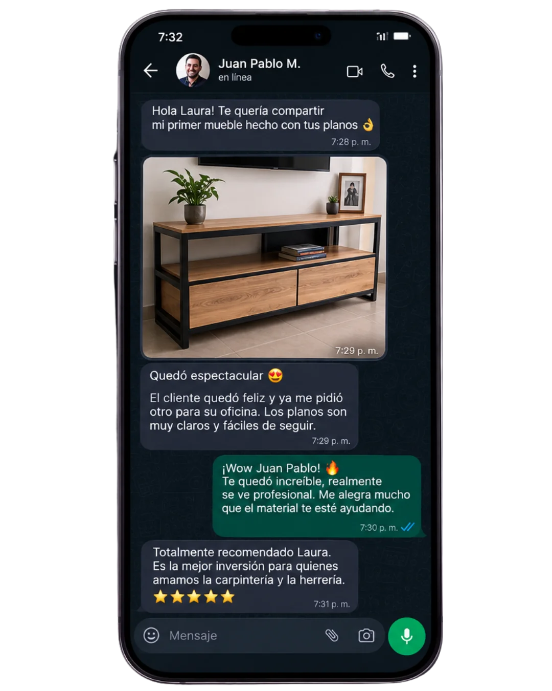 Captura de conversación de un comprador satisfecho 2